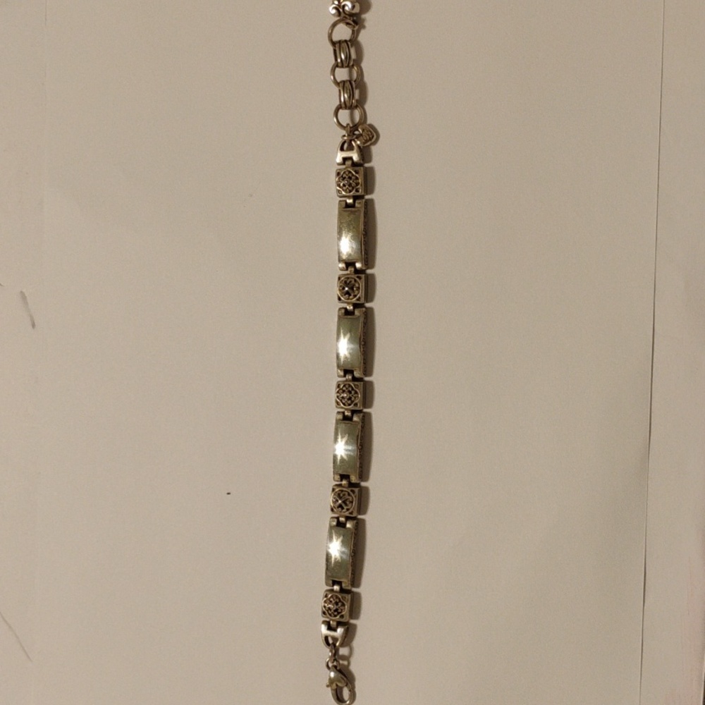Brighton Silver Plated Deco Cut Out Scrolled Link Bracelet with Intricate Design